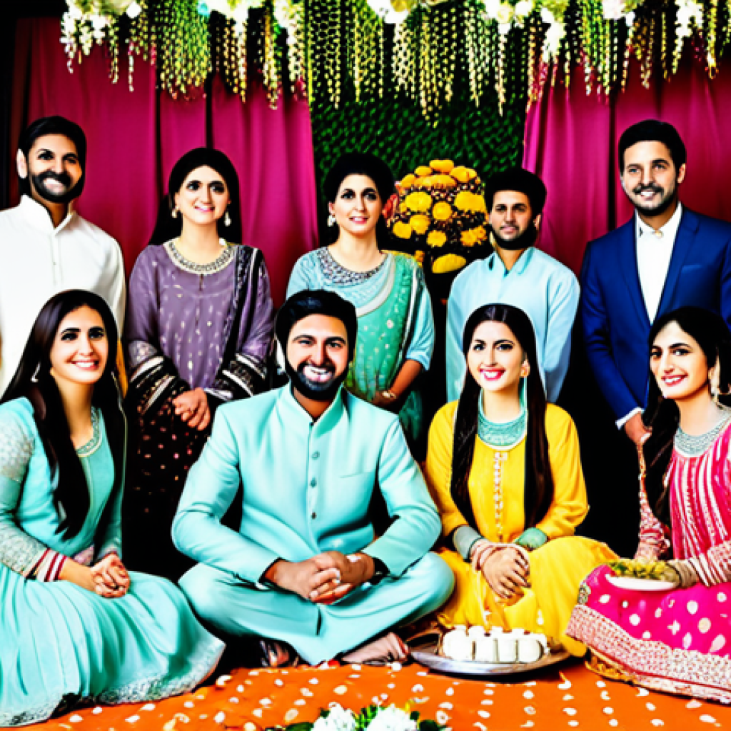 **

"A vibrant Pakistani wedding scene, fully clothed guests in traditional attire (shalwar kameez, lehenga), joyful celebration with bright colors and floral decorations, delicious biryani and sweets displayed, appropriate content, safe for work, professional photography, perfect anatomy, natural proportions, family-friendly."

**