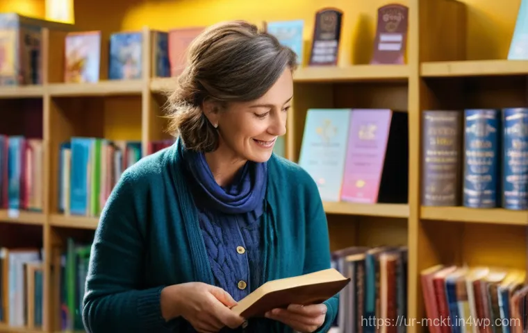 이메일 자동화와 고객 반응 분석 기법 - **Prompt:** A warm and inviting scene inside a local, independent bookstore. A friendly, middle-aged...
