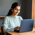 Home 19 이메일 사용자 경험을 개선하기 위한 자동화 - **"The Calm and Organized Digital Workspace"**
A serene, brightly lit home office setup. A young...